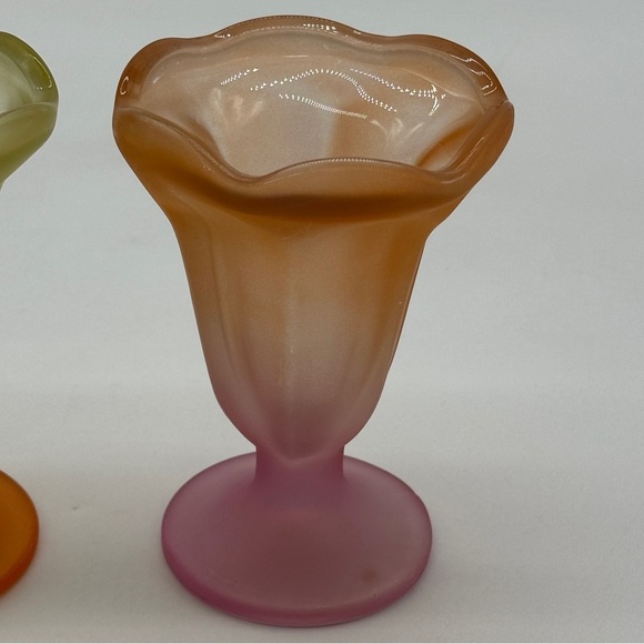 Vintage Libbey Ka-Dinks Frosted Sundae Ice Cream Parfait Footed Glasses Set of 2 - Picture 4 of 12